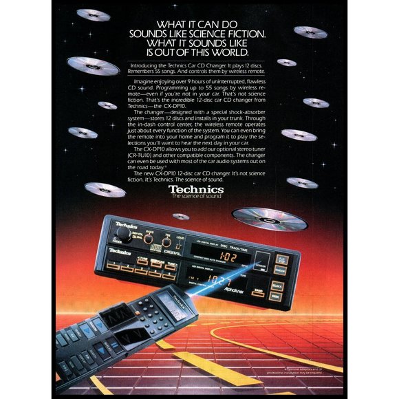 1992 Technics CX-DP10 Car CD Changer Vintage Print Ad Audiophile Wall Art - Picture 1 of 1